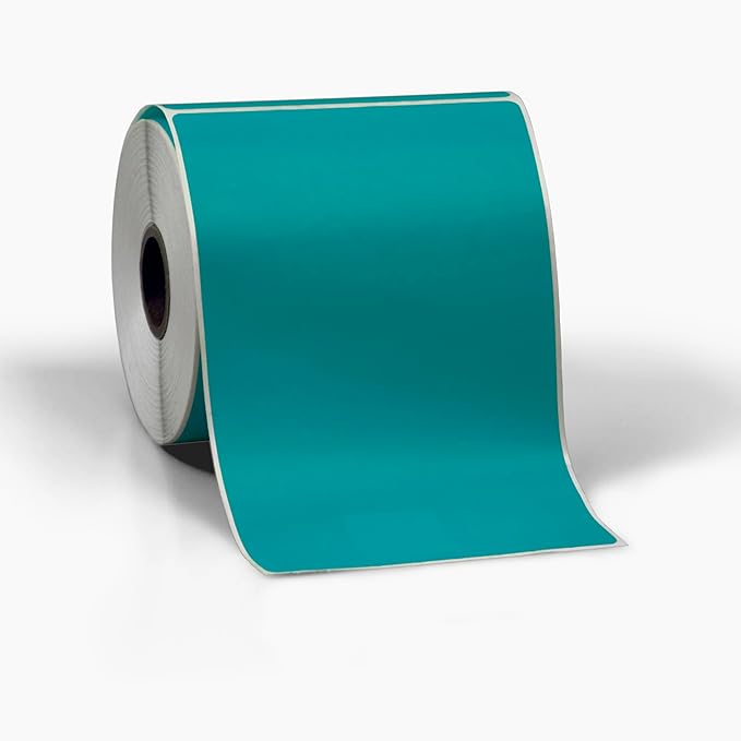 4" X 6" Direct Thermal Perforated Stickers Labels for Shipping Labels, Inventory, and Color Coding - Compatible with Zebra, Rollo, Godex and More (Teal, 1 Rolls)