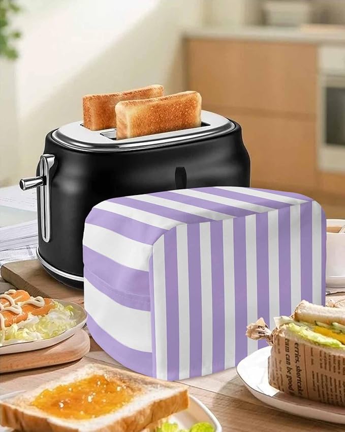 Toaster Cover 2 Slice Purple Stripes Toaster Oven Cover with Pockets Simple Style Dustproof Bakeware Protector Small Kitchen Appliance Dust Covers and Fingerprint Protection for Women