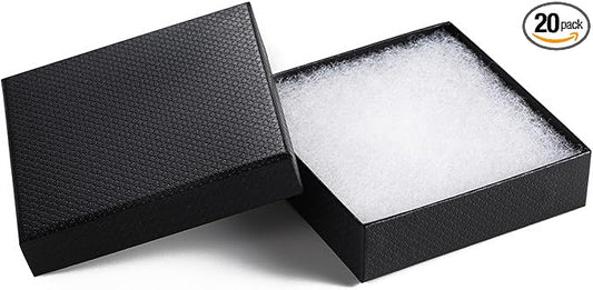 GEFTOL Jewelry Gift Boxes 20 Pack 3.5x3.5x1 Inch Cardboard Jewelry Boxes,Small Gift Boxes for Jewelry Earrings Necklaces Handmade Bangles Bracelets(Black)