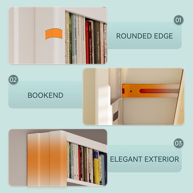 71" Metal Book Shelf, 5 Tier Bookshelf with Adjustable Shelves, Bookshleves and Bookcases, Heavy Duty Library Book Case, Expandable Combination Bookshelf (White, 72.8" W)