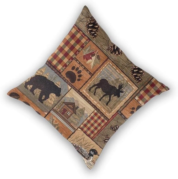 BETGINY Western Pillows Cover 24 x 24 Inch Pack of 2, Rustic Wildlife Cabin Bear Deer Throw Pillows Cover Linen Square Cushion Animal Pillowscase for Bedroom Home Sofa Decoration