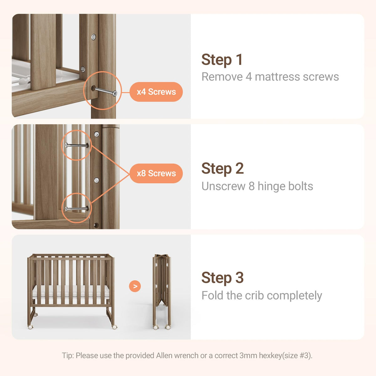 MAMAZING EvoNook 7-in-1 Convertible Baby Mini Crib with Wheels