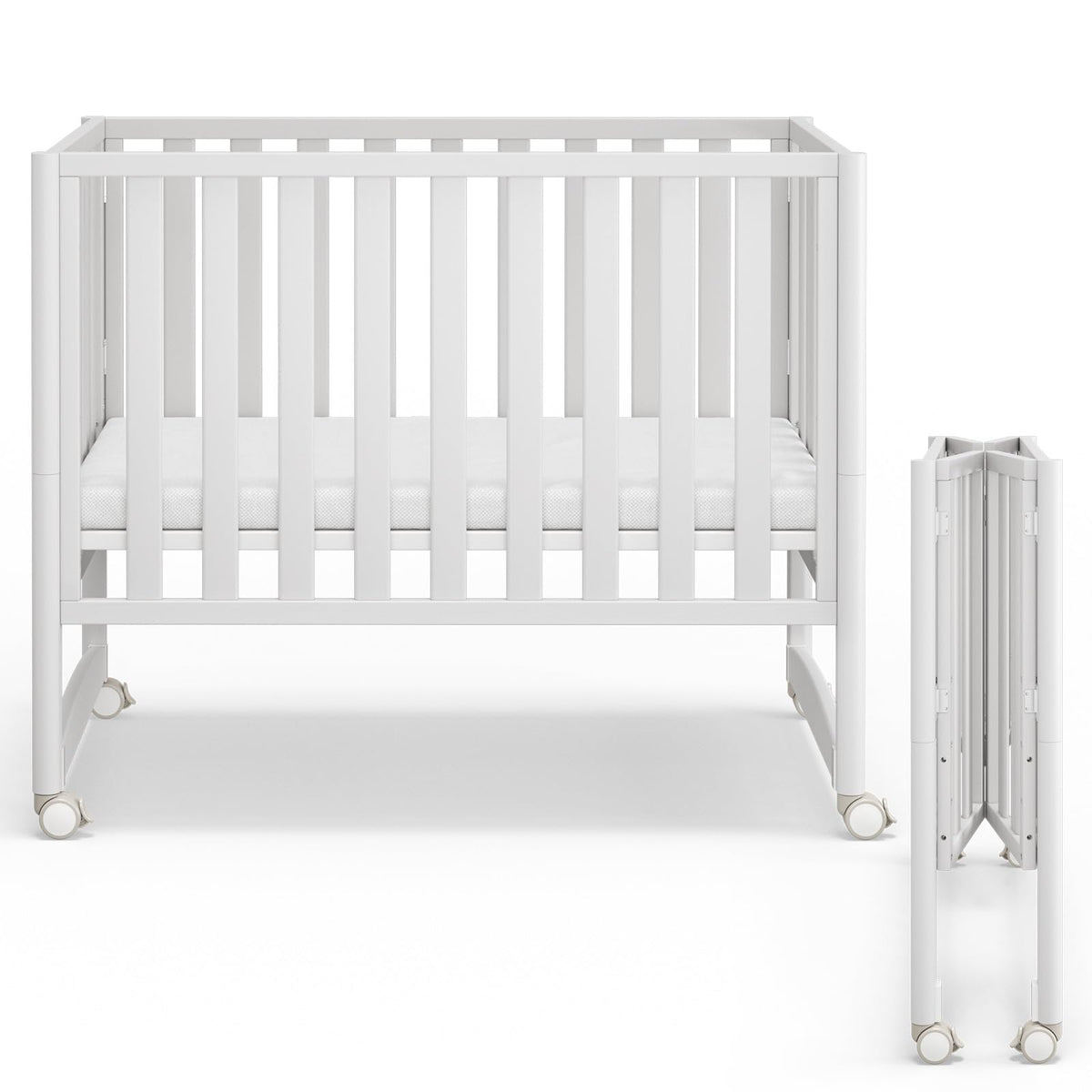 MAMAZING EvoNook 7-in-1 Convertible Baby Mini Crib with Wheels