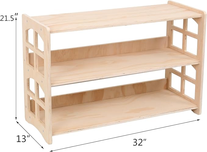 Montessori Bookshelf Toy Shelf Kids Storage Organizer for Toys Book Shelves for Kids Room Sturdy and Safe Toddler Wood Classroom Furniture Bookcases (3Tier)
