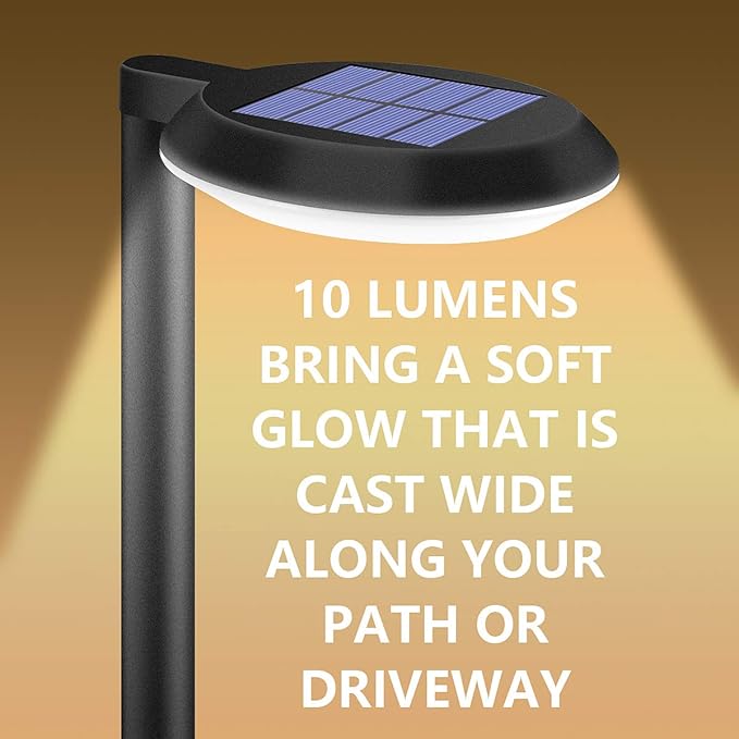 kinna Outdoor Solar Path Lights Waterproof Landscape Pathway Light with 6 White LEDs Garden Lighting Decorative for Patio Driveway Backyard (Black-4 Pack)