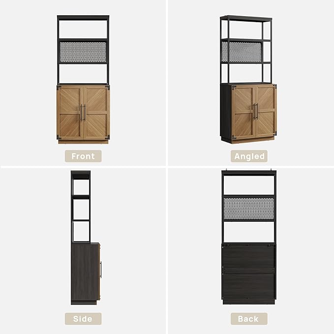 SICOTAS Book Shelf 5 Tier Bookcases - 75.3” Tall Bookshelves with Storage, Large Modern Freestanding Display Cabinet Farmhouse Book Case for Living Room, Home Office, Dining Room, Kitchen