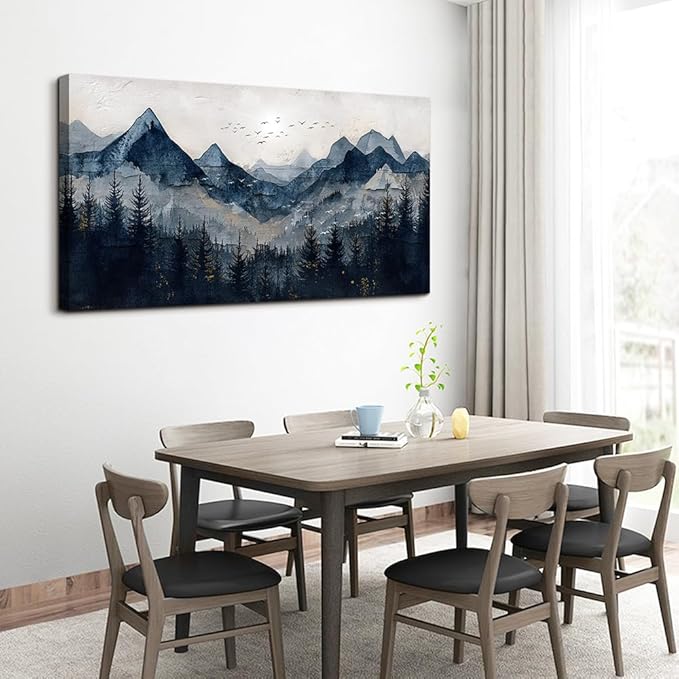 Wapluam Wall Art for Living Room Home Decorations Black And White Wall Painting Canvas Wall Decor For Bedroom Modern Office Decor Abstract Mountains Landscape Artwork Wall Pictures Ready To Hang