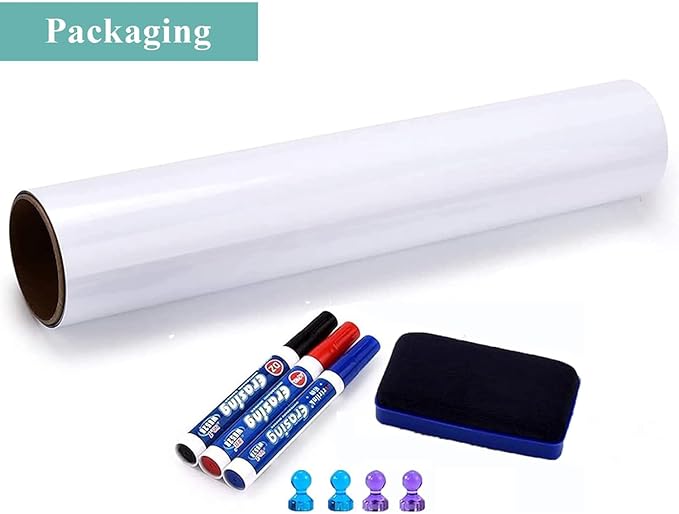 Magnetic Dry Erase Whiteboard Paper, 94" x 47" with Self Adhesive Whiteboard for Wall, Easy to Write and Clean Dry Erase Board for Kids, Office, Home, with Marker, Magnetic Eraser and Magnets