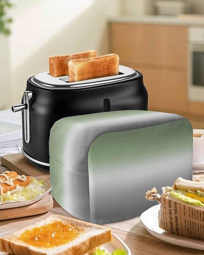 Toaster Cover 4 Slice Sage Green Toaster Oven Cover with Pockets Ombre Green Grey Dustproof Bakeware Protector Small Kitchen Appliance Dust Covers and Fingerprint Protection for Women