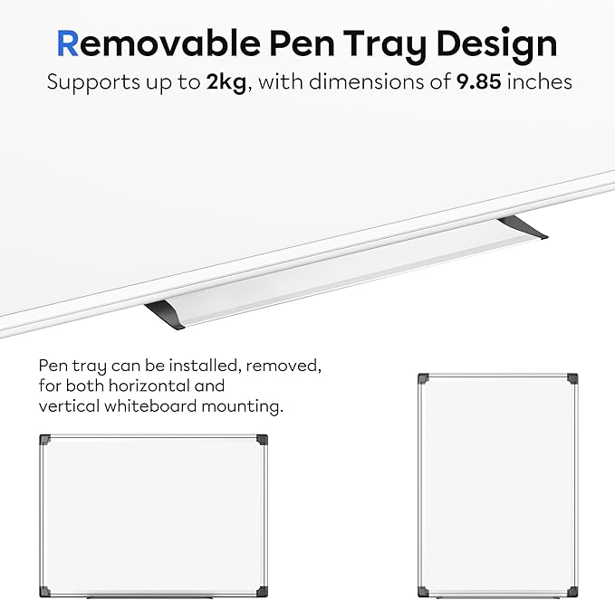 VUSIGN Magnetic Dry Erase Board, 24'' x 18'' Whiteboard for Wall, Hanging White Board, Horizontal or Vertical, Silver Aluminium Frame for Home, School, Office, Kitchen