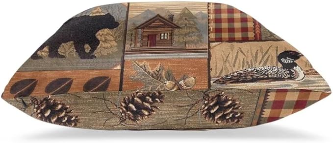 BETGINY Western Bear Throw Pillows Cover 16X16 Inch Pack of 2, Rustic Wildlife Bear Cabin Pillow Covers Linen Square Cushion Animal Deer Pillowscase for Bedroom Home Sofa Decoration
