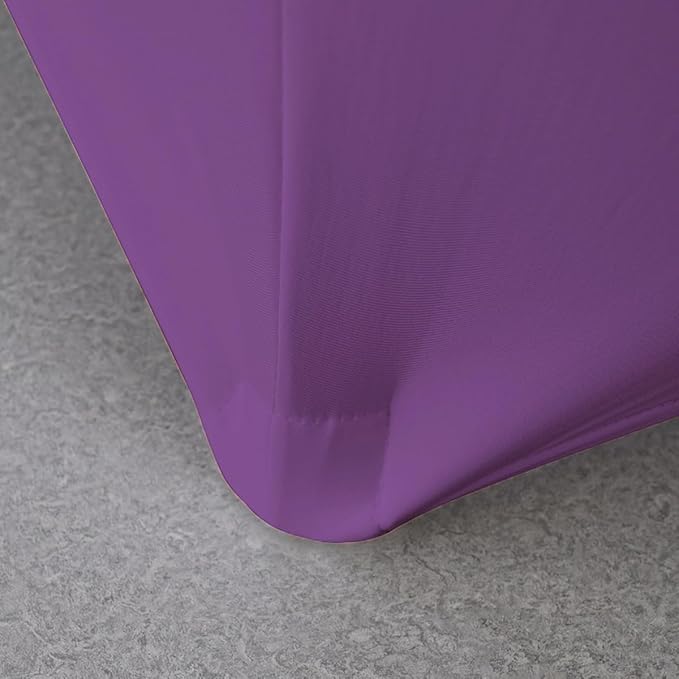 2 Pack 4FT Purple Spandex Tablecloth Stretch Fitted Table Cover for Rectangular Table Event, Wedding, Banquet and Parties