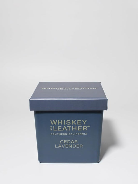 Whiskey & Leather Scented Candle - Cedar Lavender – Additional Scents and Sizes – 100% Cotton Lead-Free Wick - Luxury Air Freshening Jar Candles - Perfect Home Decor – 16oz