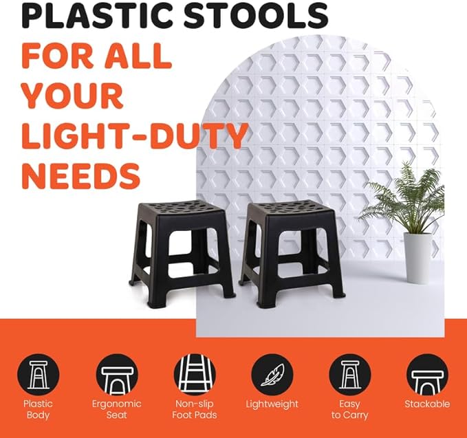 Mintra Home Light Duty Plastic Stools 2pk (18in Height, Yellow)