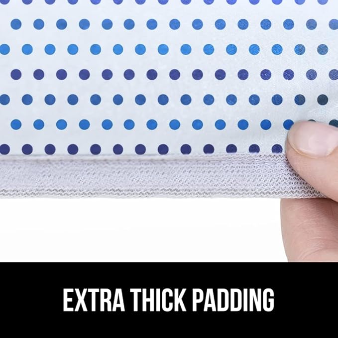 The Original GORILLA GRIP Ironing Board Cover, Silicone Coating, Full Size Scorch Resistant Padding, Elastic Edge, Heavy Duty Iron Pad Covers Standard Boards, Hook and Loop Fastener Strap, Blue Dots