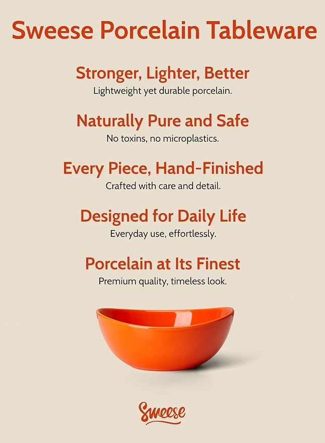 Sweese porcelain bowls 18 oz set of 6 - versatile for soup, cereal, fruit, rice - microwave dishwasher safe, oven proof vibrant mixed colors