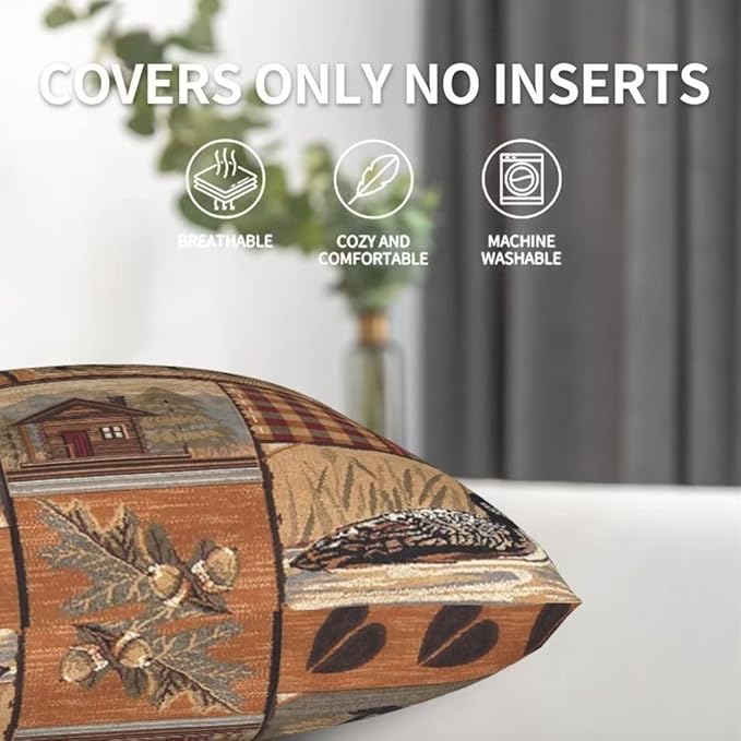 BETGINY Western Pillows Cover 20X20 Inch Pack of 2, Rustic Wildlife Cabin Bear Deer Throw Pillows Cover Linen Square Cushion Animal Pillowscase for Bedroom Home Sofa Decoration