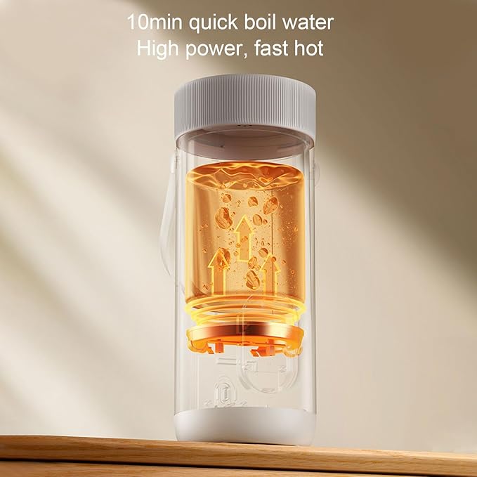 Travel Electric Kettle, 350ML Small Tea Coffee Kettle Mini Hot Water Boiler 27000mAh Rechargeable Portable Water Heater, 12 Hour Insulation