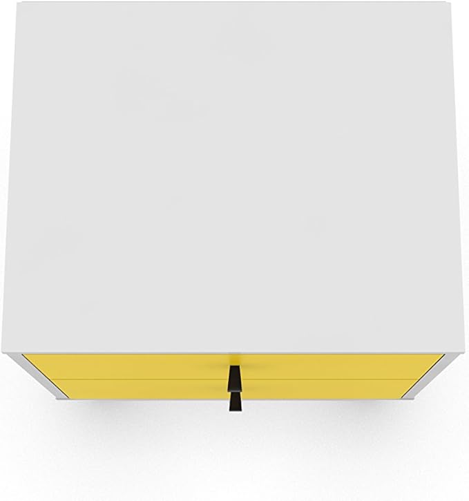 Manhattan Comfort Liberty Mid Century Modern Nightstand with Drawers, Bedside Table for Bedroom and Living Room, Night Stand Accent Decor, Easy Assembly, White/Yellow