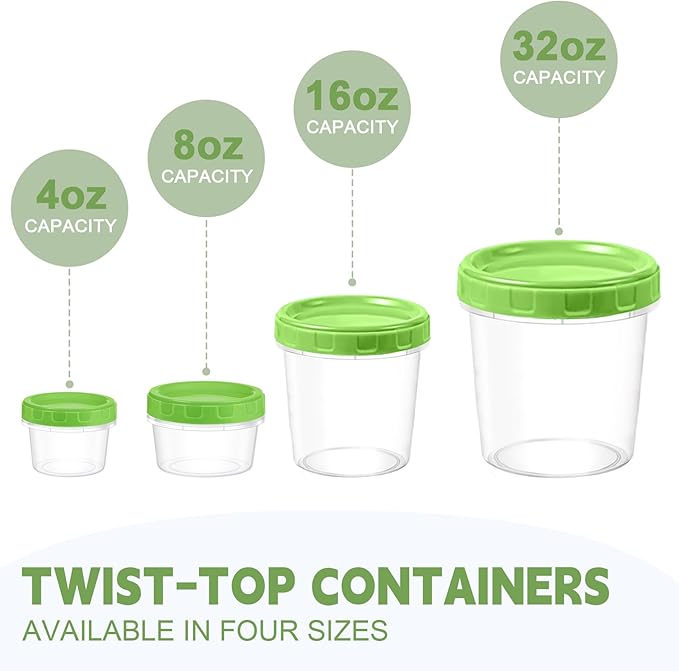 16 oz Plastic Deli Containers with Lids, 24 Pack Stackable Small Freezer Container, Reusable 2 Cup Food Storage Containers with Pen and Brush, Microwave & Dishwasher Safe, BPA Free
