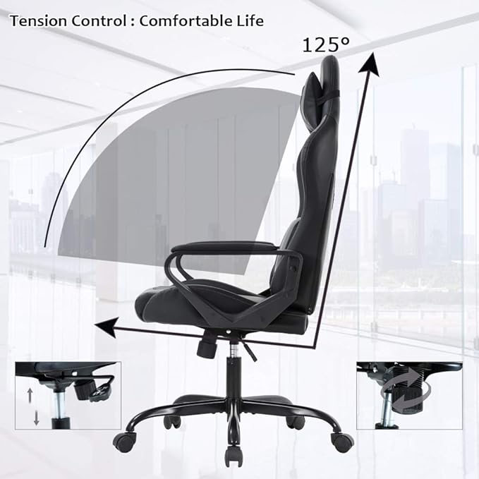 BestOffice Computer Executive Desk Office Chair with Lumbar Support Headrest For Women, Men, Red