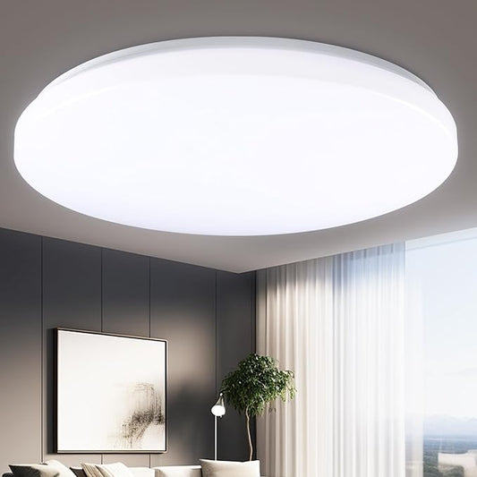 Hamilyeah 48W Flush Mount Ceiling Light, 20 inch LED Ceiling Light Fixture, 5000K Daylight Simple Close to Ceiling Light for Living Room, Dining Room, Bedroom, Hotel, Office