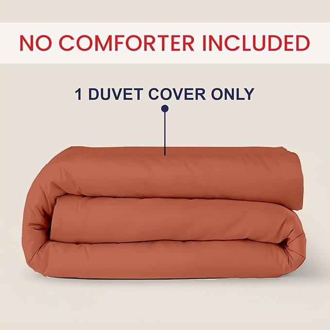Kotton Culture 1 Pc Custom Size Duvet Cover Only -100% Egyptian Cotton Sateen 600 Thread Count Ultra Soft Premium Durable Comforter Cover Zipper Closure & Corner Ties (Burnt Orange, Custom)