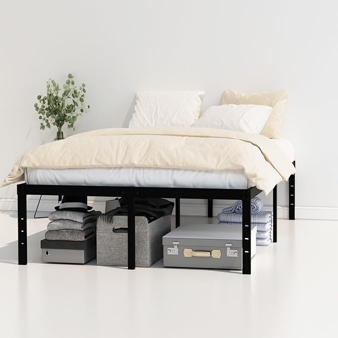 20 Inch Queen Bed Frame No Box Spring Needed, Heavy Duty Metal Queen Platform Bed Frame Support Up to 3000 lbs, Easy Assembly, Noise Free, Black