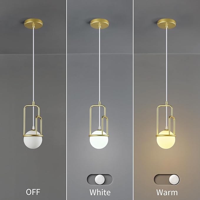 5 Inch Modern Gold Pendant Light Globe Pendant Light Fixture Mid Century Pendant Lighting for Kitchen Island Dining Room Living Room Bedroom(1 Pack)