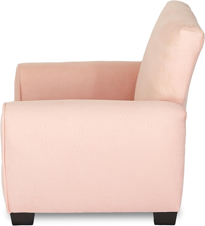 Toddler Personalized Armchair, Kids Upholstered Rocking Chair with Personalization, Toddler Chair with Personalized Name, Comfy Child Armchair, (Blush Suede, Legs)