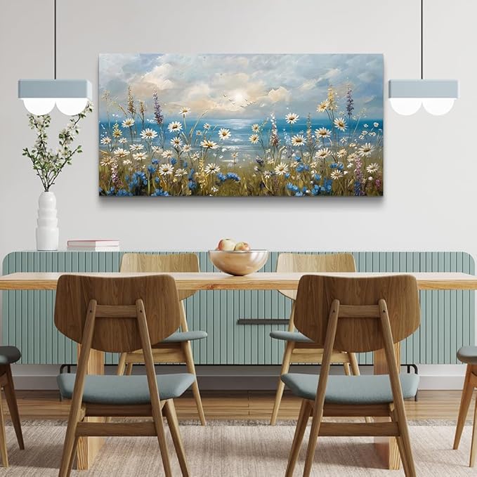 Canvas Wall Art for Living Room Wall Decor for Bedroom Office Modern Hotel Wall Decorations White Flower Landscape Paintings Farmhouse Pictures Artwork Room Aesthetic Home Decor 40x20