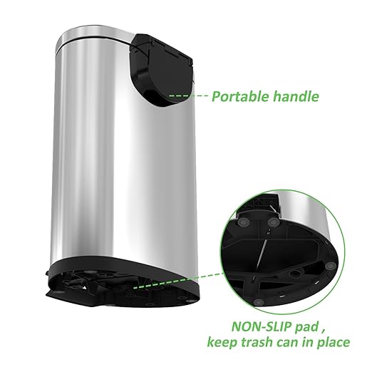 Kitchen Trash Can with Lid - 14.5 Gallon/ 55 L Semi-Round Stainless Steel Trash Can with Removable Inner Liner,Lid Soft Close,Fingerprint Proof,Foot Pedal Garbage Can for Home Office, Silver