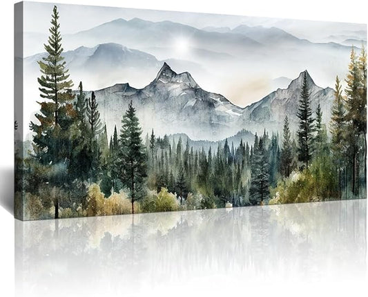 Lapremoly Wall Art For Living Room Canvas Wall Decorations For Bedroom Modern Office Wall Decor Abstract Mountain Scenery Paintings Misty Forest Landscape Wall Pictures Artwork Home Decorations