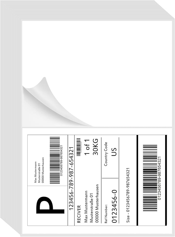 300 Half Sheet Self Adhesive Shipping Labels, 8.5" x 5.5" Address Labels Laser/Ink Jet White Blank (150 sheets/300 Count)
