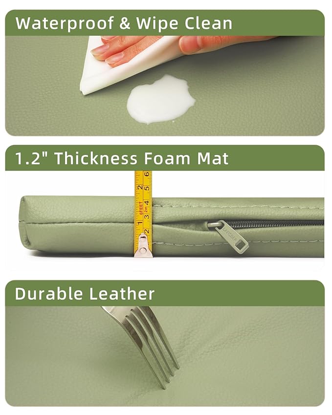 Lansber：1.2" Padded Baby Play Mat 50x50 Playpen Mat- Extra Thick Double-Sided Waterproof Vegan Leather for Infants and Toddlers, Soft and Easy-to-Clean Floor Mat for Crawling & Play