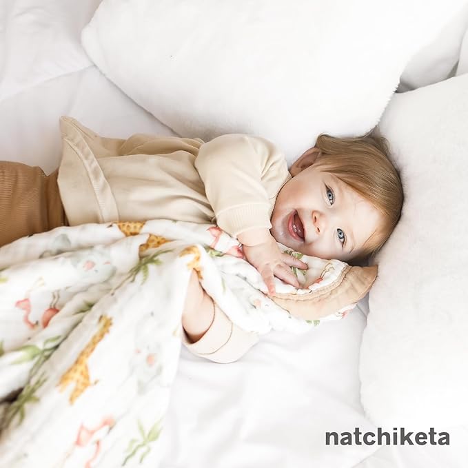 Organic Cotton Muslin Baby Blanket for Boys and Girls - Luxurious Soft Toddler Quilt for Swaddling - Gender Neutral Blankets Makes a Great Animal Pirates