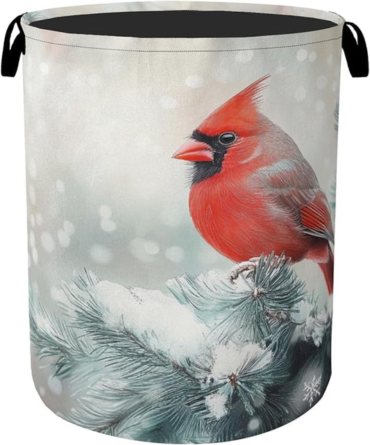 Red Cardinal Foldable Laundry Hamper - Waterproof Fabric Storage Basket with Handles, Clothes Hampers for Laundry,Bedroom,Dorm