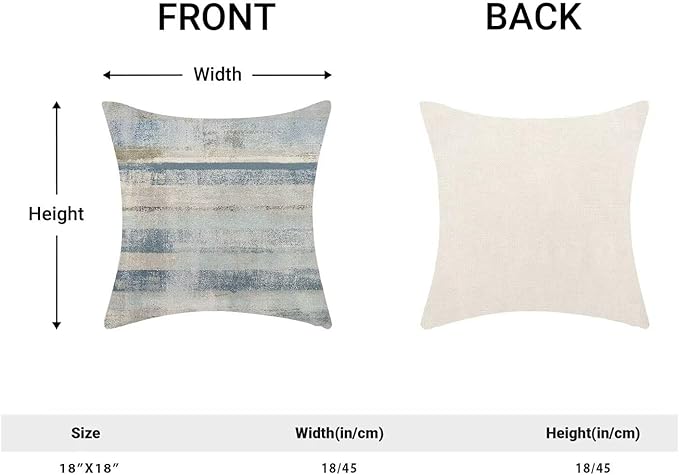 Boho Blue Grey Stripe Throw Pillow Covers 18x18 Inch Set of 2, Rustic Abstract Decorative Throw Pillow Covers Retro Stripe Linen Outdoor Cushion Cover for Sofa Couch Farmhouse Room Bed Decor