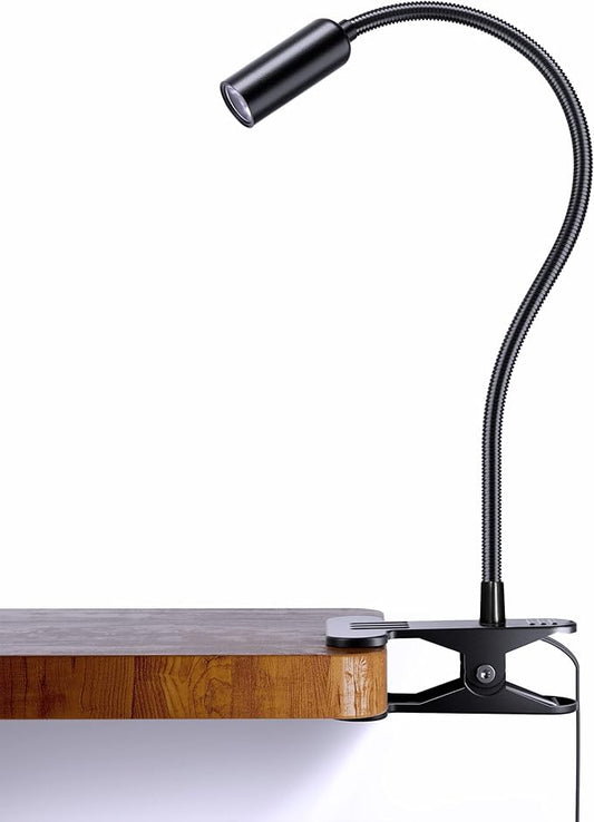 JHD Led Desk Lamp with Clamp - 10 Brightness Levels, 12" Flexible Gooseneck,Eye Protection USB Lamp - Suitable for Home Office, Reading, Bed Light,Quality Black Metal Clamp Light,Headboard Lamp
