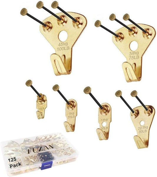 125 Pcs Heavy Duty Picture Hanging Kit With Nails for Wooden/Drywall - Professional Hangers for Canvas, Office Pictures, Clock, House Decoration - Holds 10-100 lbs
