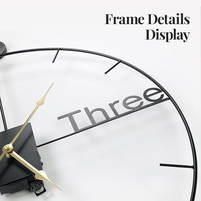 30 inch Wall Clock Large Modern Battery Operated Wall Clock with Swing Pendulum, Silent Non-Ticking Metal Clock for Living Room Decor, Decorative Hanging Clock for Bedroom, Office, Kitchen, Home