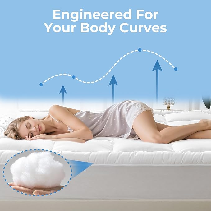 Cloud-Like Comfort with 7D Spiral Fiber: 600GMS 7D Spiral Fiber Filling Offers Luxurious Softness and Resilience. Our California King Mattress Topper Conforms Gently, Relieves Pressure, Maintains Boun