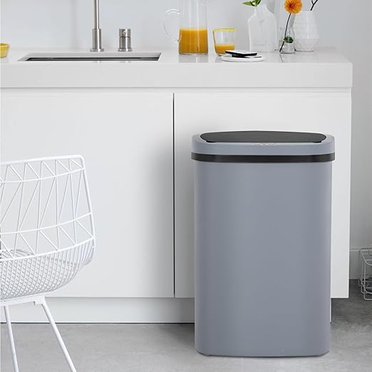 Kitchen Trash Can with Lid, 13 Gallon Automatic Garbage Can for Bathroom Bedroom Home Office 50 Liter Touch Free High-Capacity Brushed Waste Bin