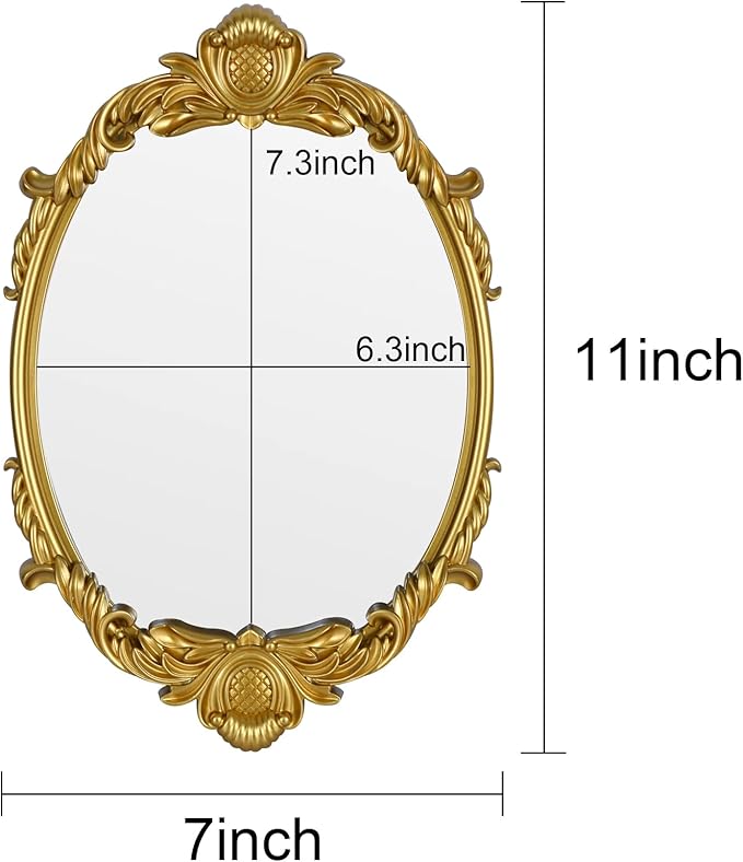 Vintage Vanity Makeup Mirror,Decorative Baroque Table Standing Mirror (Gold)