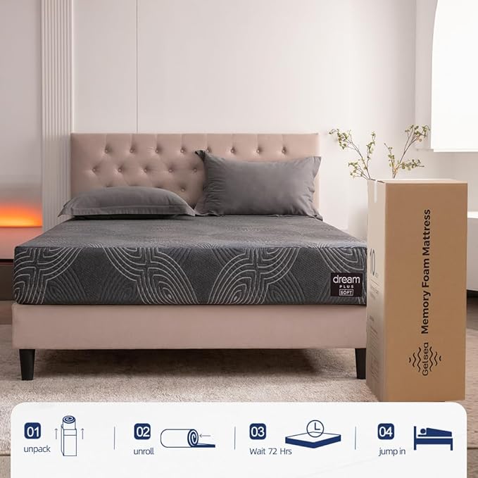 10 Inch Memory Foam Mattress in a Box,Gel Foam&Pressure Relief,Made in USA,CertiPUR-US Certified,Twin XL Size Bed,80" X 38" X 10"