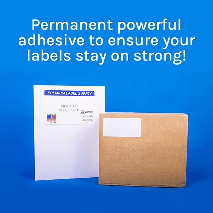 Premium Label Supply White Sticker Address Labels – 2" x 4" – Laser/Inkjet Compatible – (10 per Sheet), 2000 Sheets – 20,000 Total Adhesive Labels