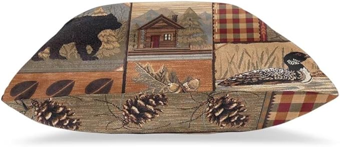 BETGINY Western Pillows Cover 24 x 24 Inch Pack of 2, Rustic Wildlife Cabin Bear Deer Throw Pillows Cover Linen Square Cushion Animal Pillowscase for Bedroom Home Sofa Decoration