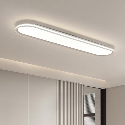 37.4" Dimmable Metal LED Ceiling Light,Slim, Edge Lit - 55W Full Spectrum Linear Ceiling Lamps,3000-6500K Modern Ultra Thin Low Profile Light Fixture for Kitchen, Bedroom & Hallway (White)