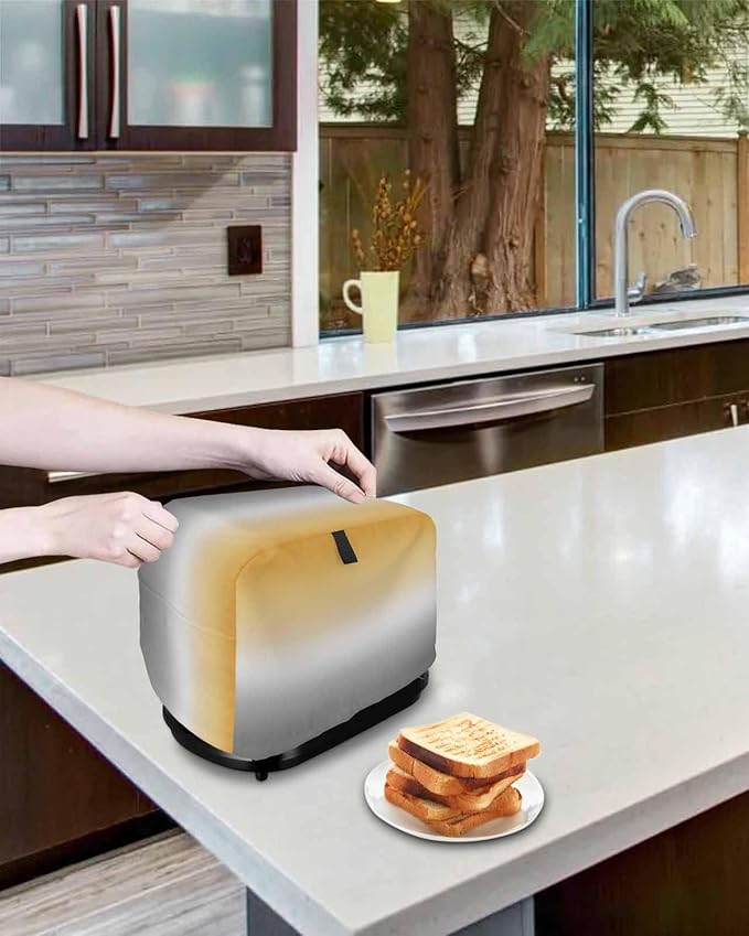 Toaster Cover 4 Slice Yellow and Grey Ombre Toaster Oven Cover with Pockets Gradient Color Dustproof Bakeware Protector Small Kitchen Appliance Dust Covers and Fingerprint Protection for Women