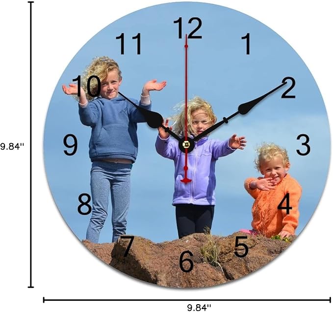 Custom Wall Clock, Personalized Wall Clock with Photo/Image Text Non-Ticking Clock Silent Customized Digital Wall Clocks Customized Gift for Living Room Kitchen Bathroom Home Decor 9.84''